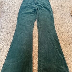 We The Free Green Flare Wide Leg Jeans corduroy